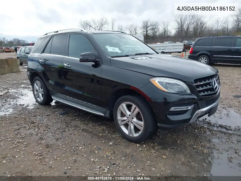 2013 Mercedes-Benz Ml 350 4Matic VIN: 4JGDA5HB0DA186152 Lot: 40782670