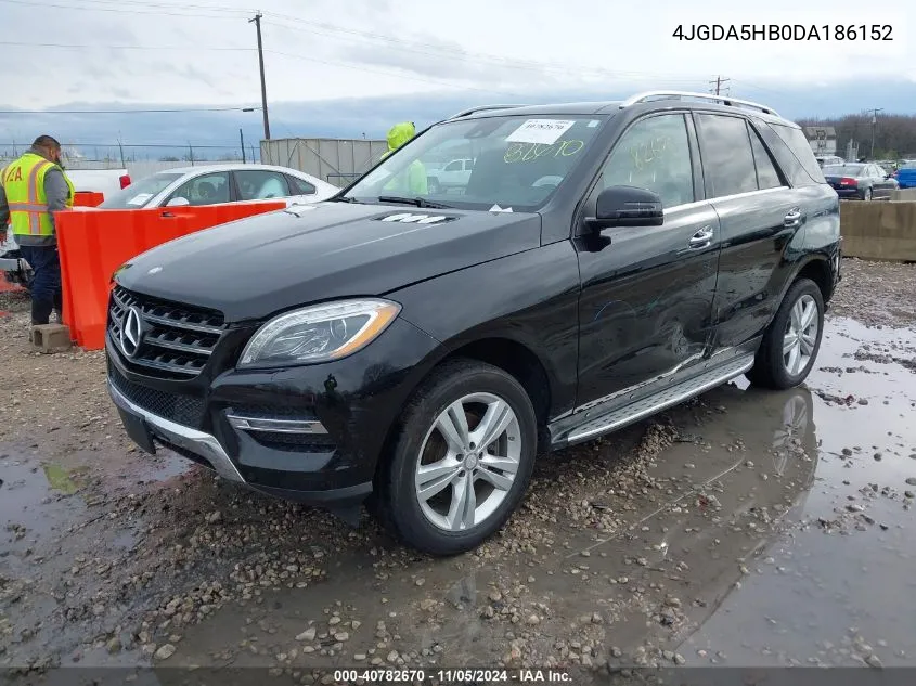 2013 Mercedes-Benz Ml 350 4Matic VIN: 4JGDA5HB0DA186152 Lot: 40782670