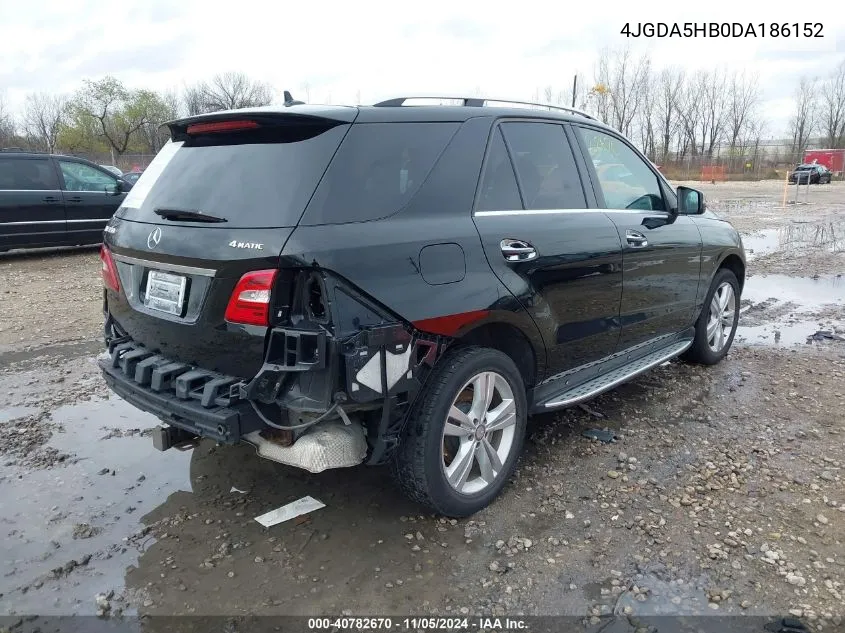 2013 Mercedes-Benz Ml 350 4Matic VIN: 4JGDA5HB0DA186152 Lot: 40782670