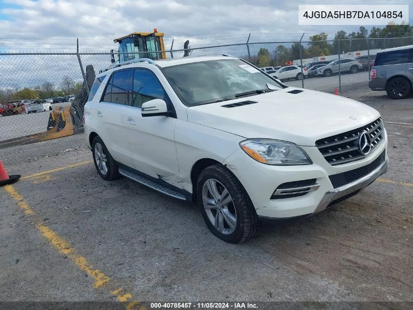 2013 Mercedes-Benz Ml 350 4Matic VIN: 4JGDA5HB7DA104854 Lot: 40785457