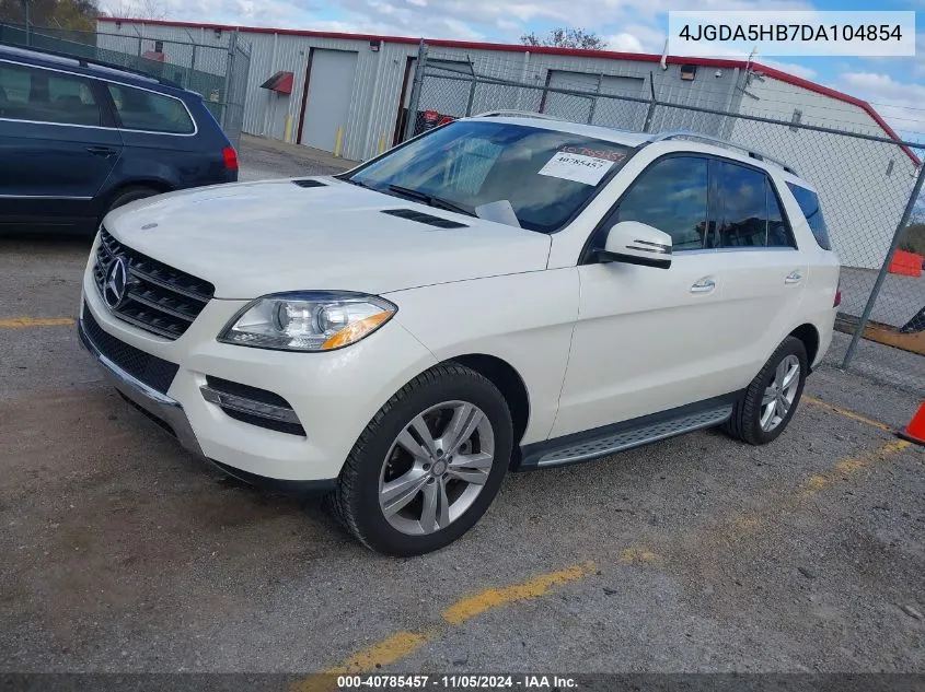 2013 Mercedes-Benz Ml 350 4Matic VIN: 4JGDA5HB7DA104854 Lot: 40785457