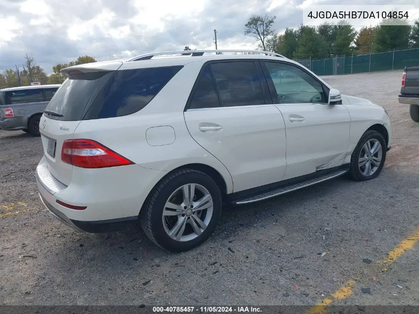 2013 Mercedes-Benz Ml 350 4Matic VIN: 4JGDA5HB7DA104854 Lot: 40785457