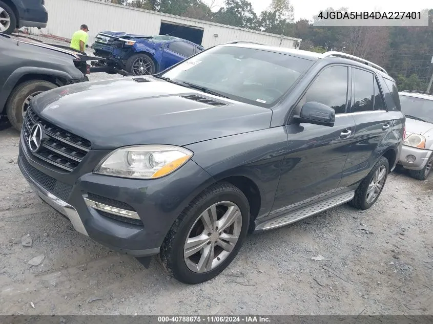 2013 Mercedes-Benz Ml 350 4Matic VIN: 4JGDA5HB4DA227401 Lot: 40788675