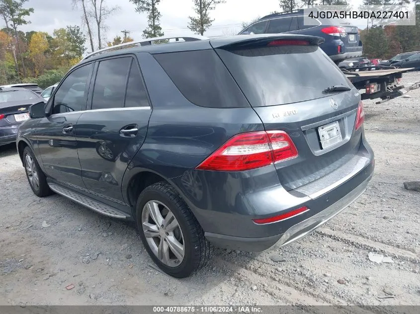 2013 Mercedes-Benz Ml 350 4Matic VIN: 4JGDA5HB4DA227401 Lot: 40788675