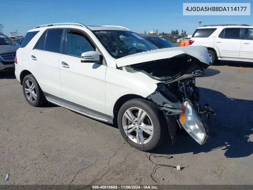 2013 Mercedes-Benz Ml 350 4Matic VIN: 4JGDA5HB8DA114177 Lot: 40810669