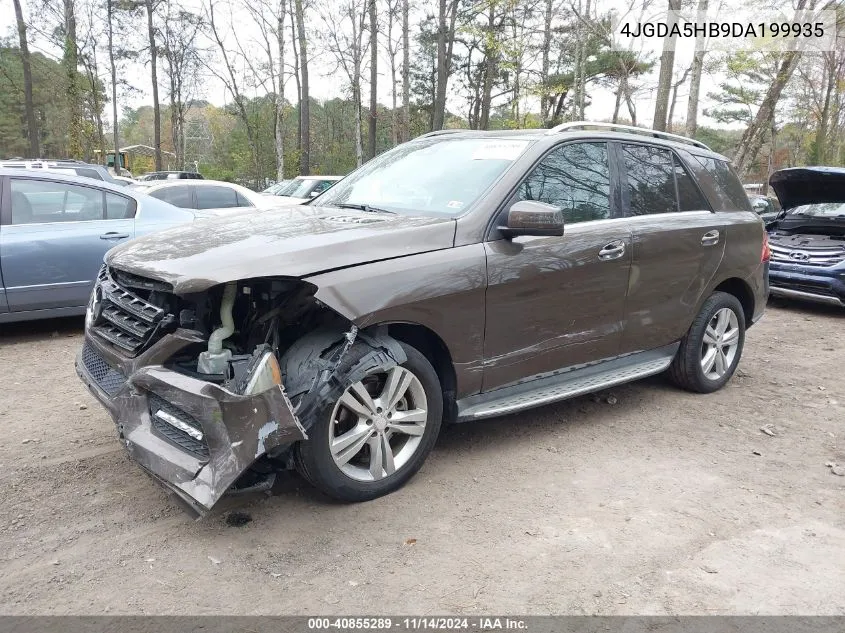 2013 Mercedes-Benz Ml 350 4Matic VIN: 4JGDA5HB9DA199935 Lot: 40855289