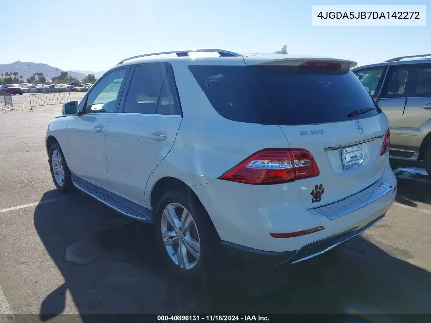 2013 Mercedes-Benz Ml 350 VIN: 4JGDA5JB7DA142272 Lot: 40896131