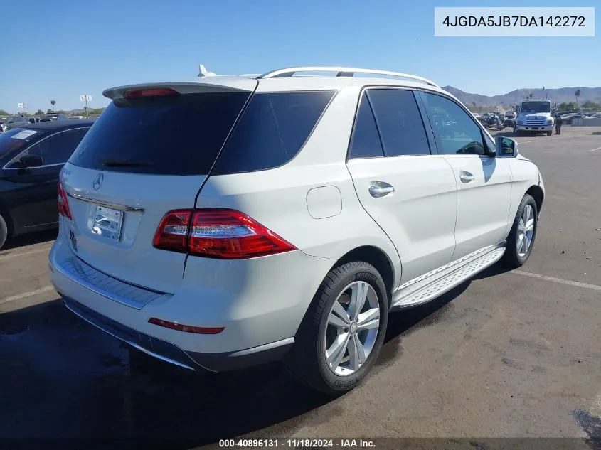 2013 Mercedes-Benz Ml 350 VIN: 4JGDA5JB7DA142272 Lot: 40896131