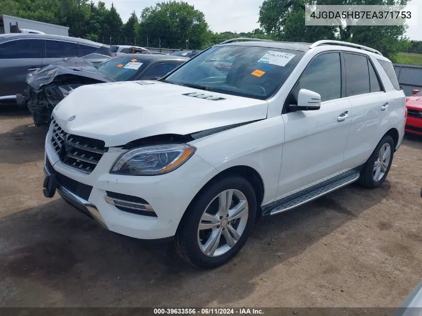 2014 Mercedes-Benz Ml 350 4Matic VIN: 4JGDA5HB7EA371753 Lot: 39633556