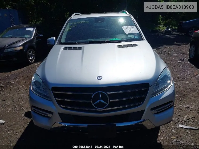 2014 Mercedes-Benz Ml 350 4Matic VIN: 4JGDA5HB8EA313960 Lot: 39653843