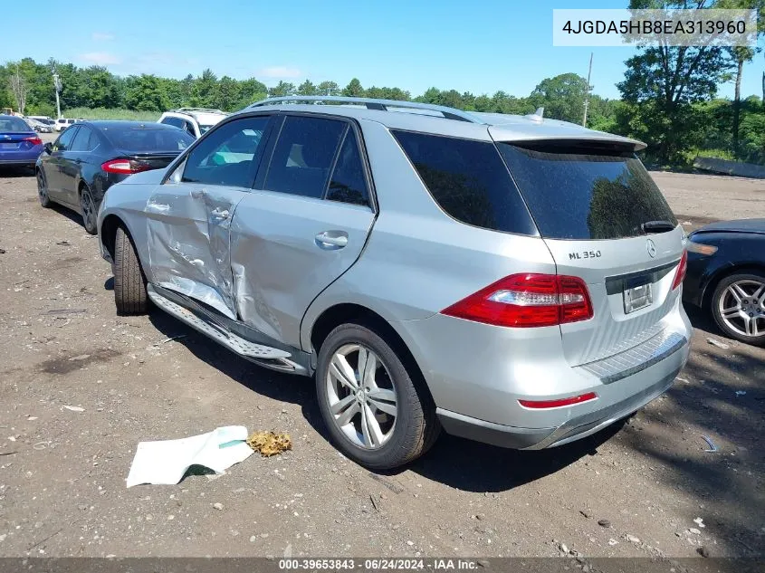 2014 Mercedes-Benz Ml 350 4Matic VIN: 4JGDA5HB8EA313960 Lot: 39653843