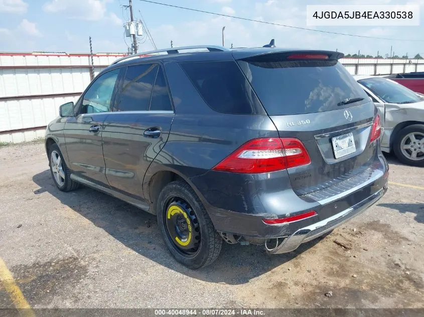 2014 Mercedes-Benz Ml 350 VIN: 4JGDA5JB4EA330538 Lot: 40048944