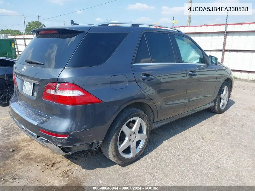 2014 Mercedes-Benz Ml 350 VIN: 4JGDA5JB4EA330538 Lot: 40048944