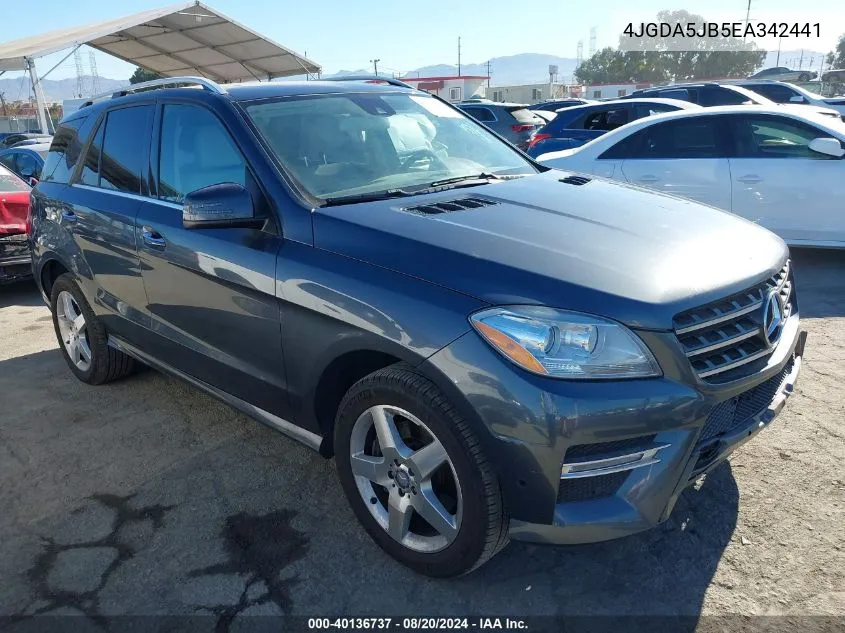 2014 Mercedes-Benz Ml 350 VIN: 4JGDA5JB5EA342441 Lot: 40136737