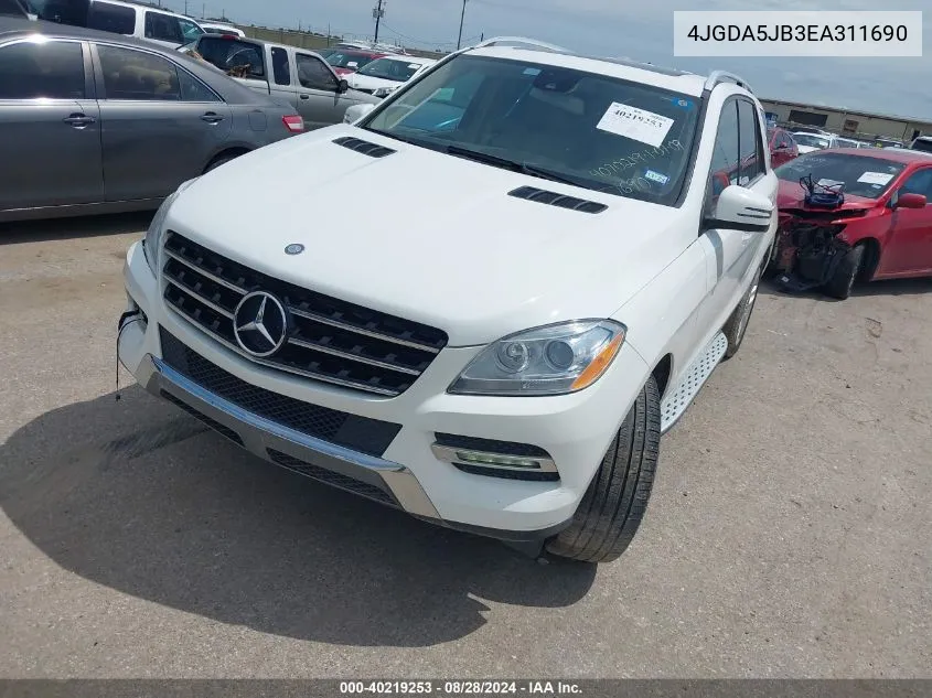 2014 Mercedes-Benz Ml 350 VIN: 4JGDA5JB3EA311690 Lot: 40219253