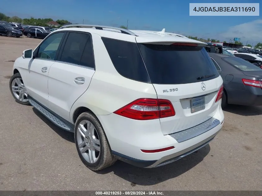 2014 Mercedes-Benz Ml 350 VIN: 4JGDA5JB3EA311690 Lot: 40219253