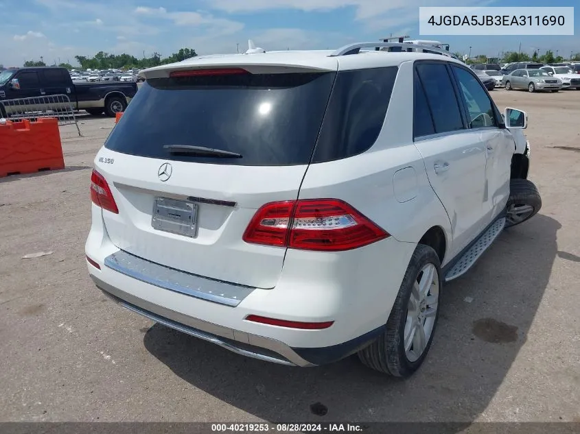 2014 Mercedes-Benz Ml 350 VIN: 4JGDA5JB3EA311690 Lot: 40219253