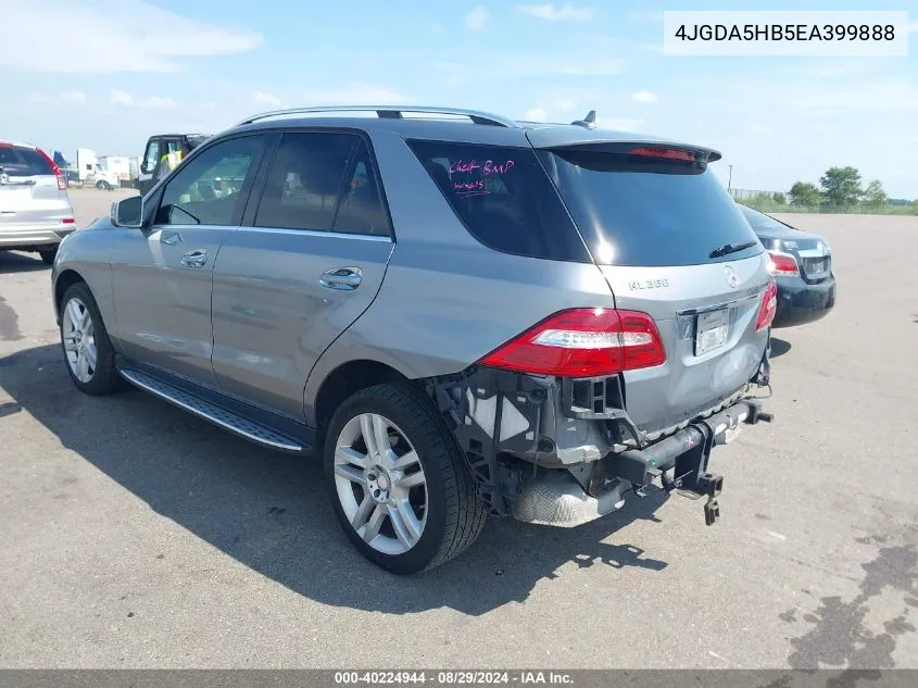 2014 Mercedes-Benz Ml 350 4Matic VIN: 4JGDA5HB5EA399888 Lot: 40224944