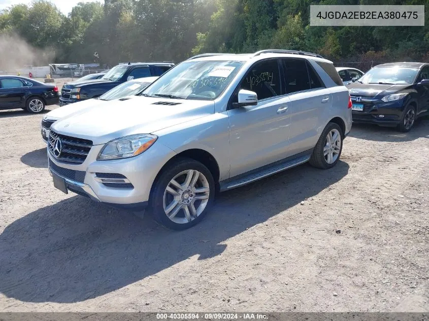 2014 Mercedes-Benz Ml 350 Bluetec 4Matic VIN: 4JGDA2EB2EA380475 Lot: 40305594