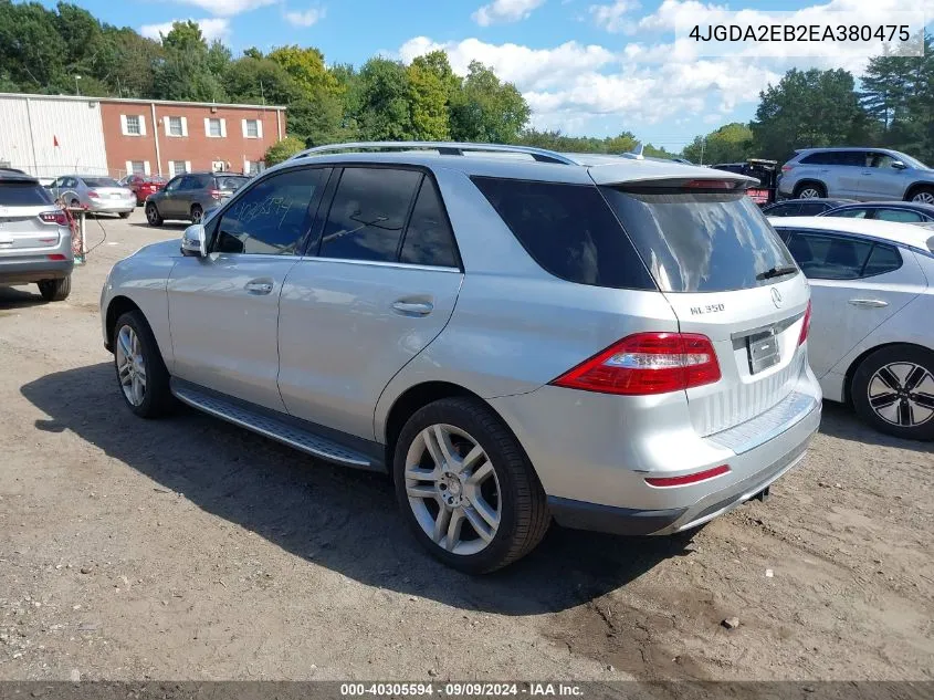 2014 Mercedes-Benz Ml 350 Bluetec 4Matic VIN: 4JGDA2EB2EA380475 Lot: 40305594