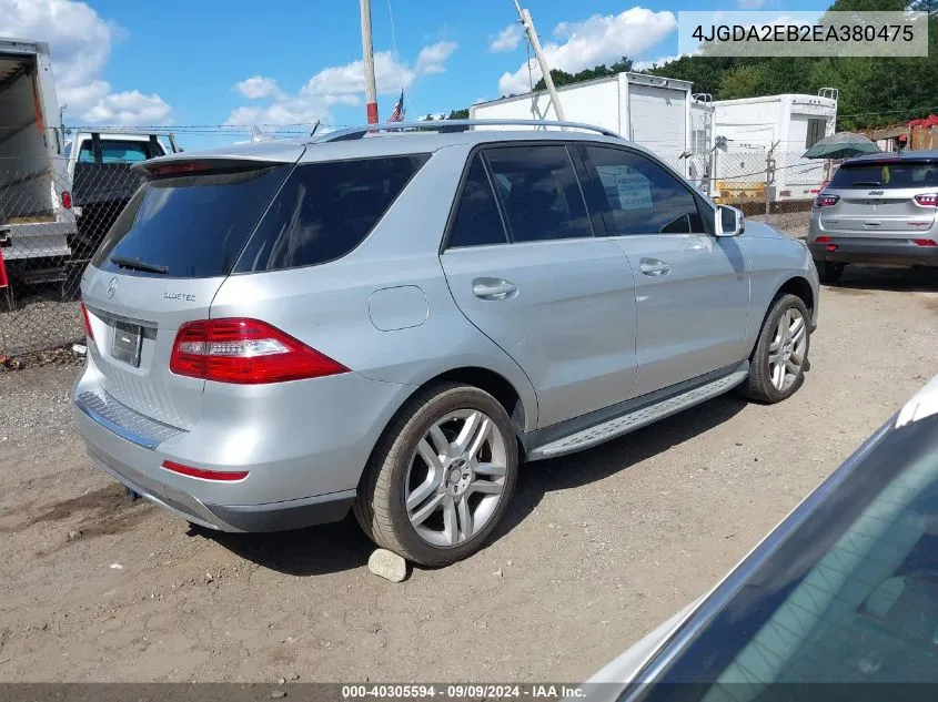 2014 Mercedes-Benz Ml 350 Bluetec 4Matic VIN: 4JGDA2EB2EA380475 Lot: 40305594