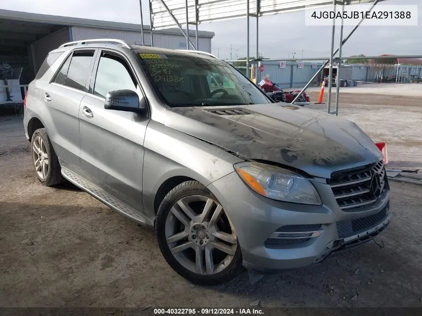 2014 Mercedes-Benz Ml 350 VIN: 4JGDA5JB1EA291388 Lot: 40322795