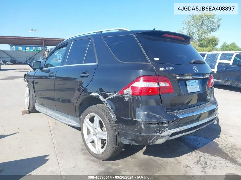 2014 Mercedes-Benz Ml 350 VIN: 4JGDA5JB6EA408897 Lot: 40390514