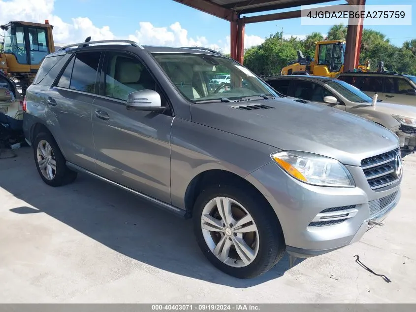 2014 Mercedes-Benz Ml 350 Bluetec 4Matic VIN: 4JGDA2EB6EA275759 Lot: 40403071