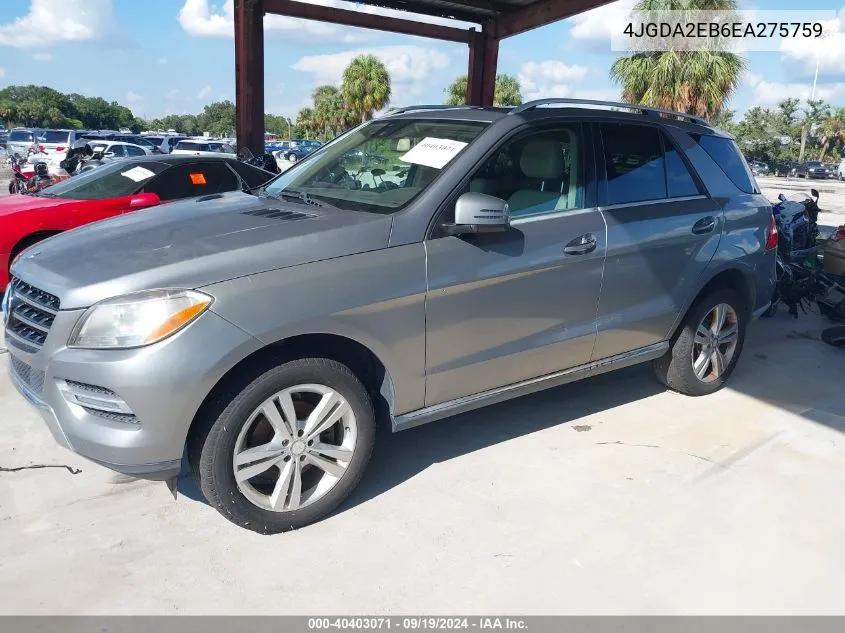 2014 Mercedes-Benz Ml 350 Bluetec 4Matic VIN: 4JGDA2EB6EA275759 Lot: 40403071