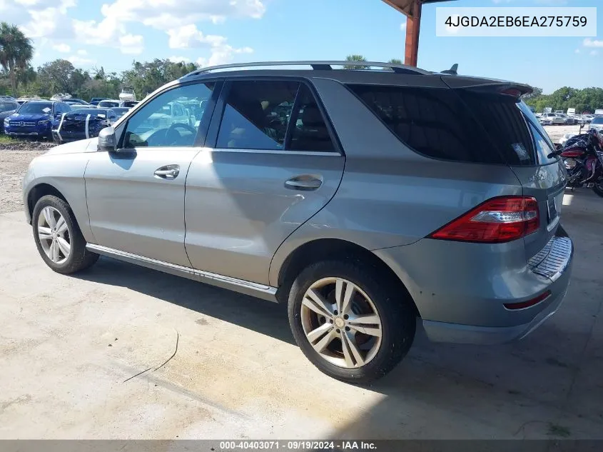 2014 Mercedes-Benz Ml 350 Bluetec 4Matic VIN: 4JGDA2EB6EA275759 Lot: 40403071