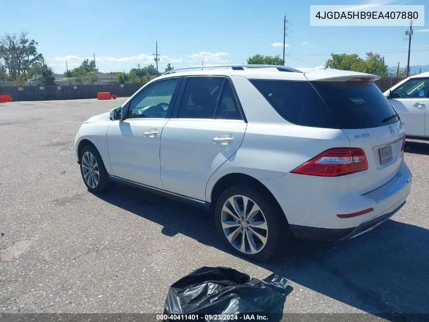 2014 Mercedes-Benz Ml 350 4Matic VIN: 4JGDA5HB9EA407880 Lot: 40411401