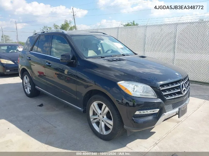 2014 Mercedes-Benz Ml 350 VIN: 4JGDA5JB3EA348772 Lot: 40441548