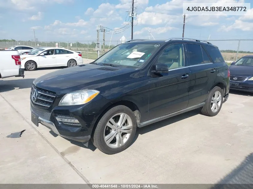 2014 Mercedes-Benz Ml 350 VIN: 4JGDA5JB3EA348772 Lot: 40441548