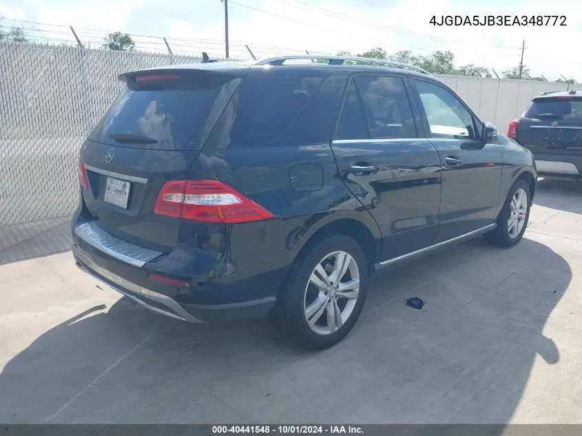 2014 Mercedes-Benz Ml 350 VIN: 4JGDA5JB3EA348772 Lot: 40441548