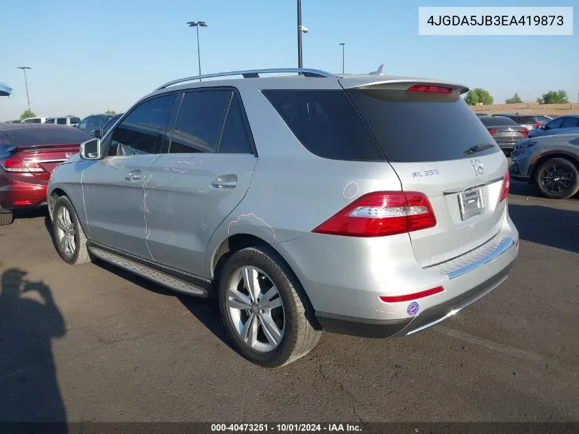 2014 Mercedes-Benz Ml 350 VIN: 4JGDA5JB3EA419873 Lot: 40473251