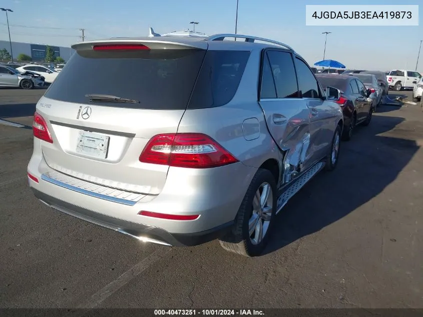 2014 Mercedes-Benz Ml 350 VIN: 4JGDA5JB3EA419873 Lot: 40473251