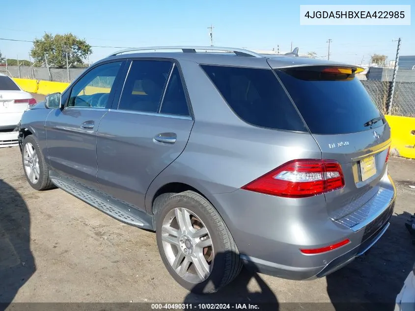 2014 Mercedes-Benz Ml 350 4Matic VIN: 4JGDA5HBXEA422985 Lot: 40490311