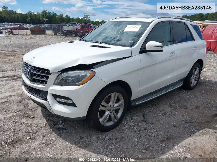 2014 Mercedes-Benz Ml 350 4Matic VIN: 4JGDA5HB3EA285145 Lot: 40492340