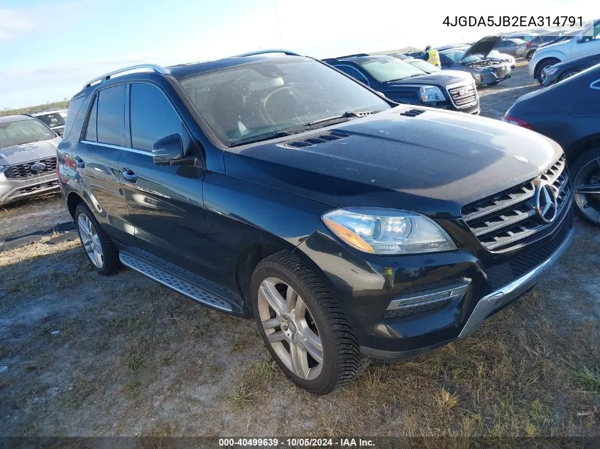 2014 Mercedes-Benz Ml 350 VIN: 4JGDA5JB2EA314791 Lot: 40499639