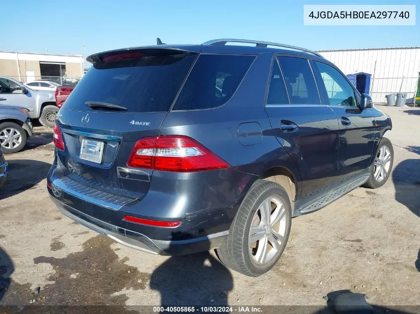 2014 Mercedes-Benz Ml 350 4Matic VIN: 4JGDA5HB0EA297740 Lot: 40505865