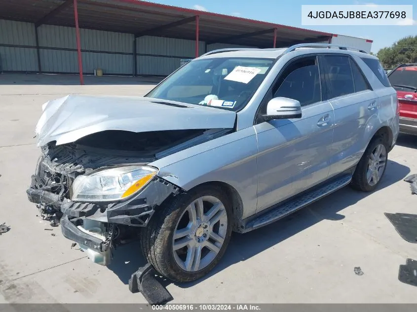 2014 Mercedes-Benz Ml 350 VIN: 4JGDA5JB8EA377698 Lot: 40506916