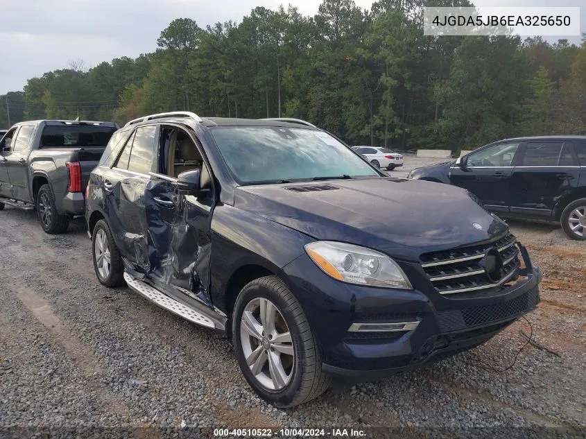 2014 Mercedes-Benz Ml 350 VIN: 4JGDA5JB6EA325650 Lot: 40510522