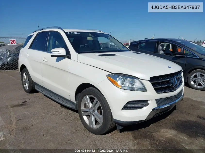 2014 Mercedes-Benz Ml 350 4Matic VIN: 4JGDA5HB3EA347837 Lot: 40514462