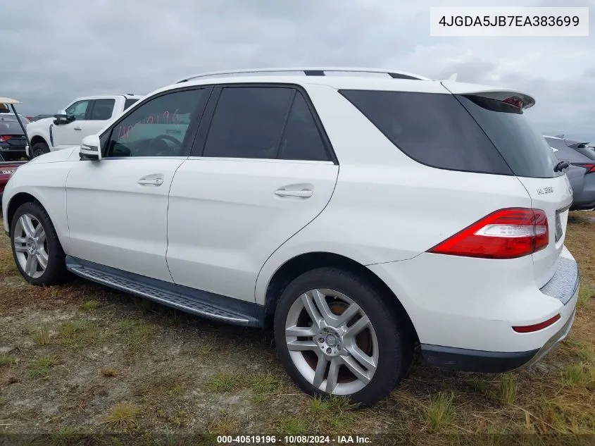 2014 Mercedes-Benz Ml 350 VIN: 4JGDA5JB7EA383699 Lot: 40519196