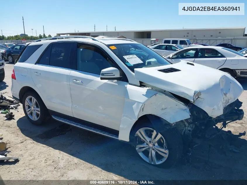 2014 Mercedes-Benz Ml 350 Bluetec 4Matic VIN: 4JGDA2EB4EA360941 Lot: 40609116