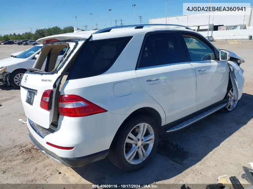 2014 Mercedes-Benz Ml 350 Bluetec 4Matic VIN: 4JGDA2EB4EA360941 Lot: 40609116