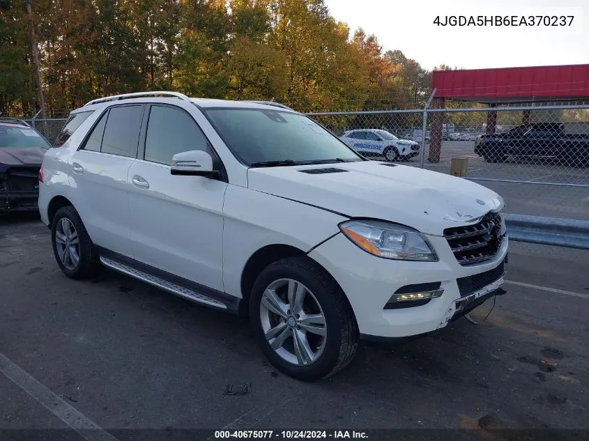 2014 Mercedes-Benz Ml 350 4Matic VIN: 4JGDA5HB6EA370237 Lot: 40675077