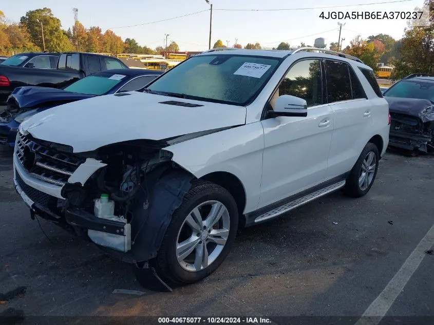 2014 Mercedes-Benz Ml 350 4Matic VIN: 4JGDA5HB6EA370237 Lot: 40675077