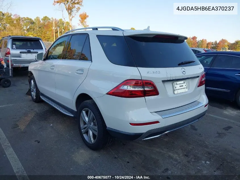 2014 Mercedes-Benz Ml 350 4Matic VIN: 4JGDA5HB6EA370237 Lot: 40675077