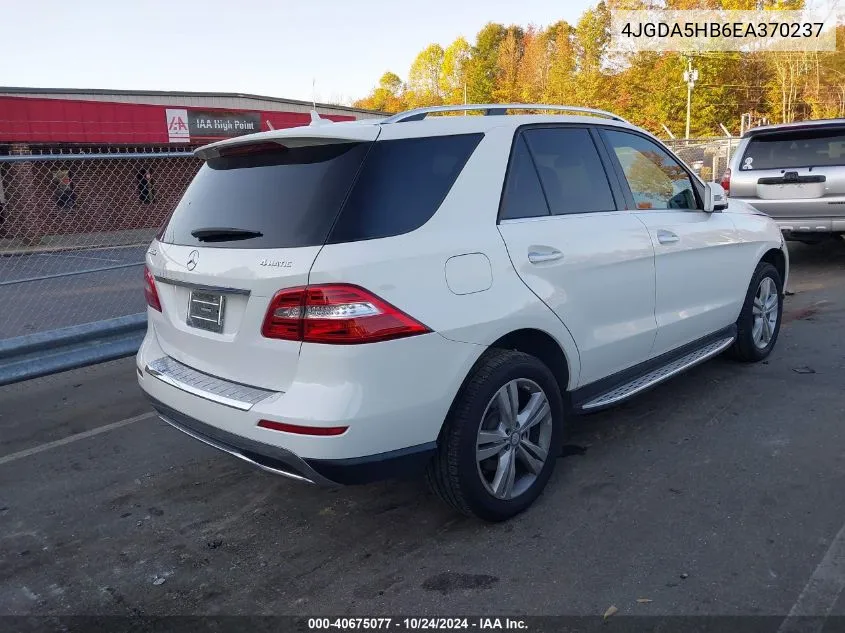 2014 Mercedes-Benz Ml 350 4Matic VIN: 4JGDA5HB6EA370237 Lot: 40675077